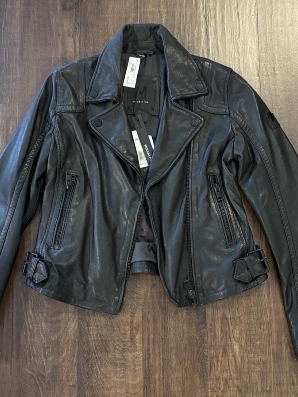 Mauritius Bita RF Black Lambskin Leather Moto Jacket Womens Size XS Brand NEW